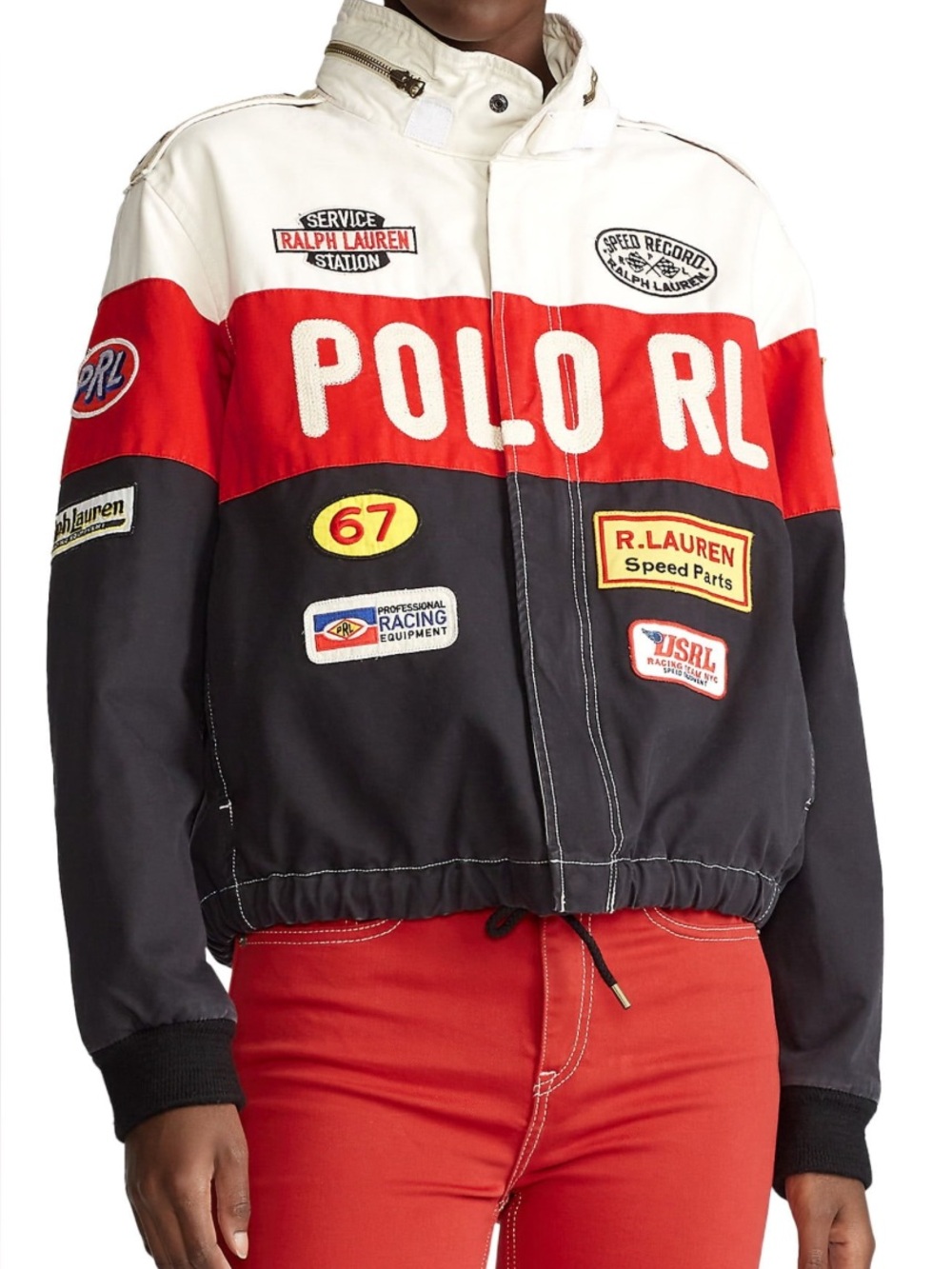 POLO RALPH LAUREN Racing Jacket Patchwork Embroidered Logo XXL